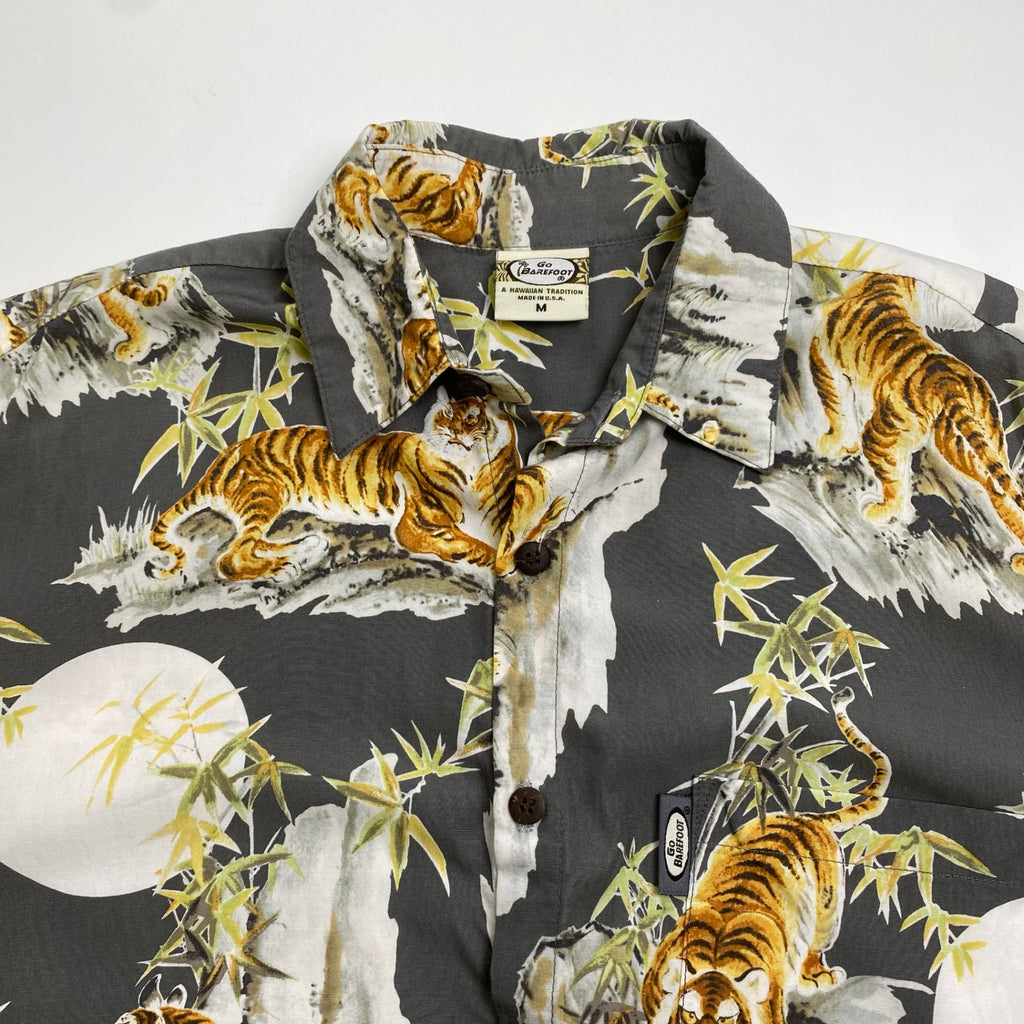 GO BAREFOOT ゴーベアフット / TIGER＆BAMBOO ALOHA アロハシャツ 虎 竹 乱痴気取扱い SIZE:M