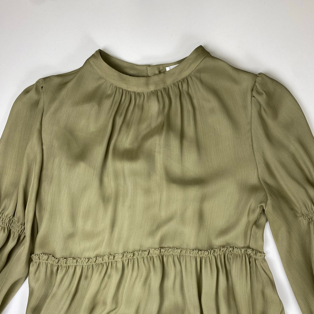 FRAY ID フレイアイディー / サテン楊柳ティアードワンピース オケージョン ペチコート付 参考定価：23,000+tax SIZE：1(S程度)