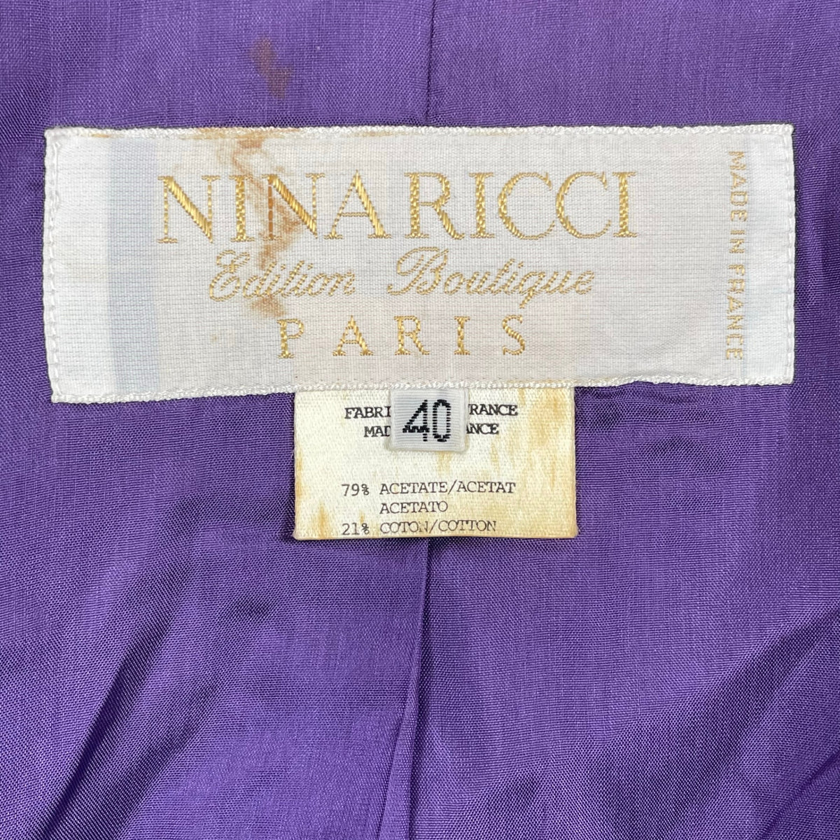 NINA RICCI / ヴィンテージ ジャガードジャケット 参考定価：200,000程度 SIZE:40