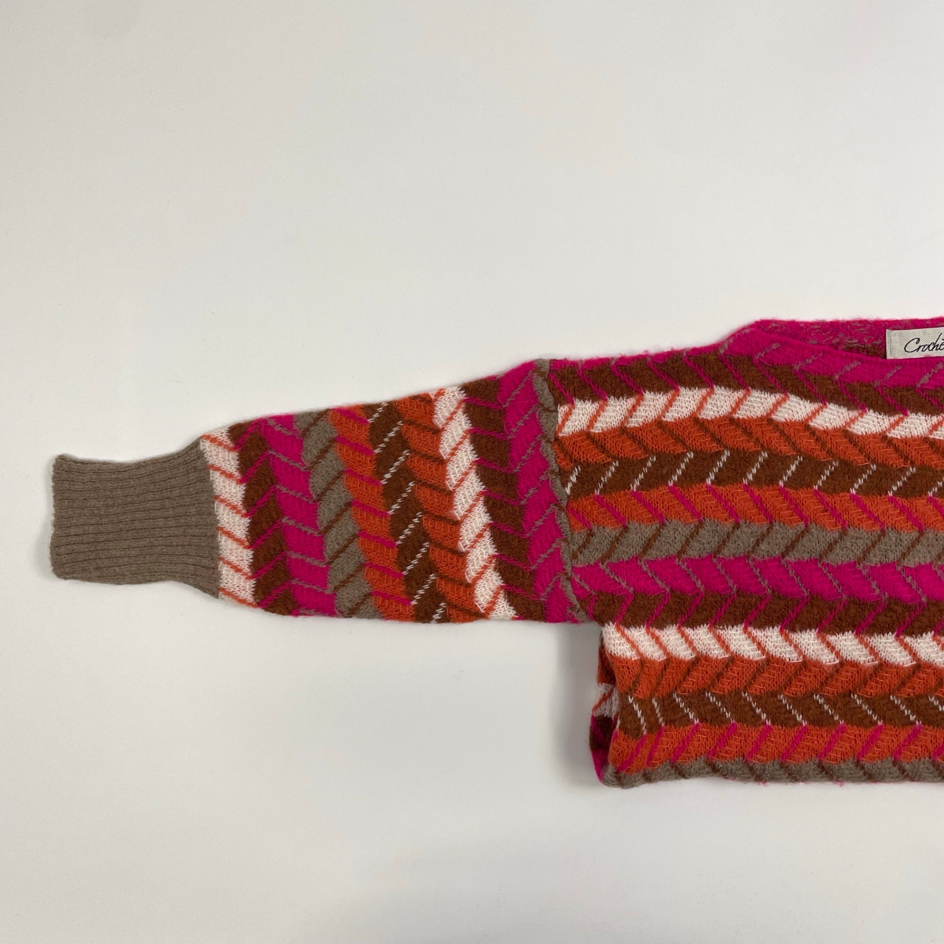 Croche クロシェ / ユーロマルチボーダーニット LAURA PATRIZIA MADE IN ITALY SIZE:L程度