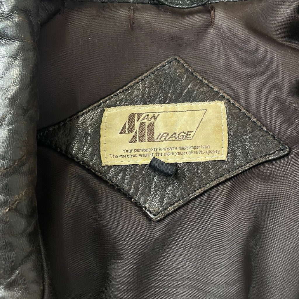 VINTAGE ヴィンテージ / レザーライダースジャケット 短丈 茶芯 SIZE:L