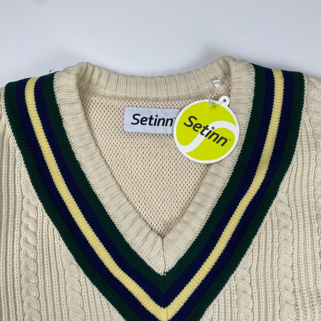 Setinn セットイン BEAMS / Ceremony Knit セレモニーニット チルデン ケーブルニット 参考定価：20,000+tax SIZE：XL