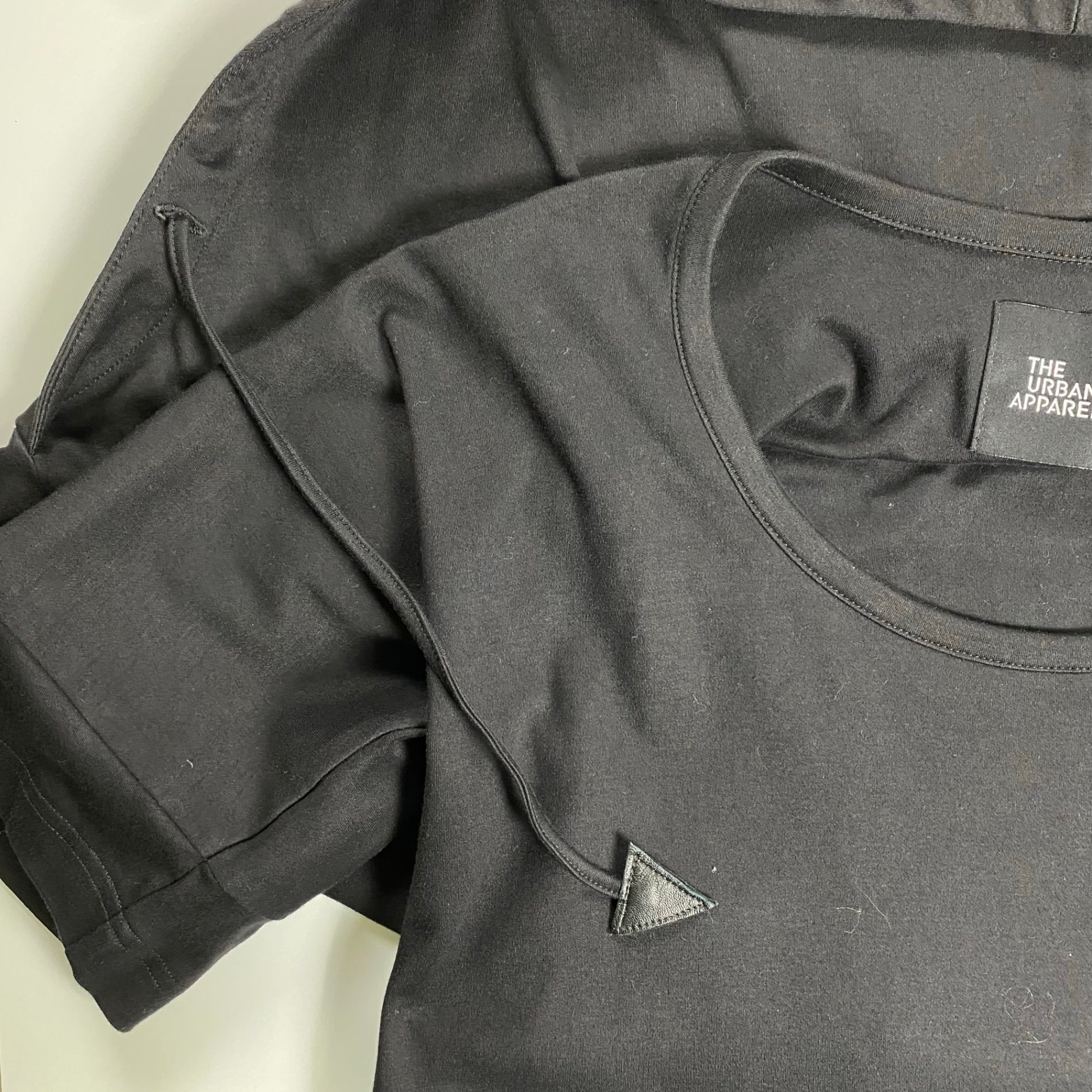 THE URBAN APPAREL / フーディTEE 半袖パーカー ブラック コットン100％