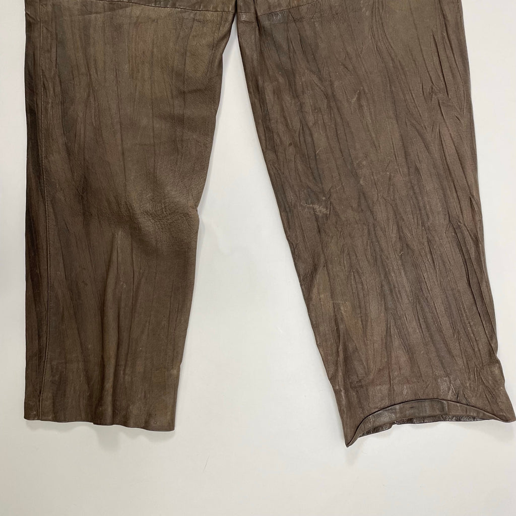 VINTAGE ヴィンテージ / 〈JEAN PIERRE MICHELET〉 再構築デザインストライプレザーパンツ SIZE：42