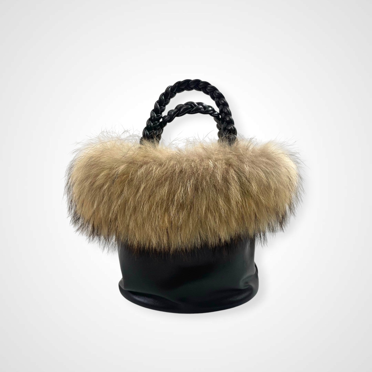 Leilian レリアン / レザー×ファーバケツバッグ ブラウン