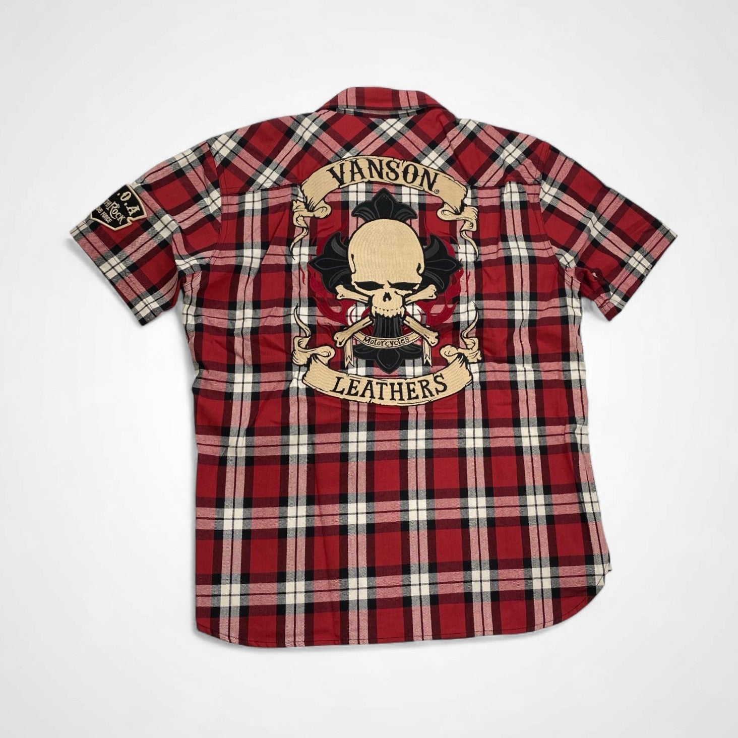 vanson × 「クローズ」武装戦線 バンソン / スカルクロスチェックシャツ T.F.O.A 未使用 参考定価：15,800+tax SIZE:L