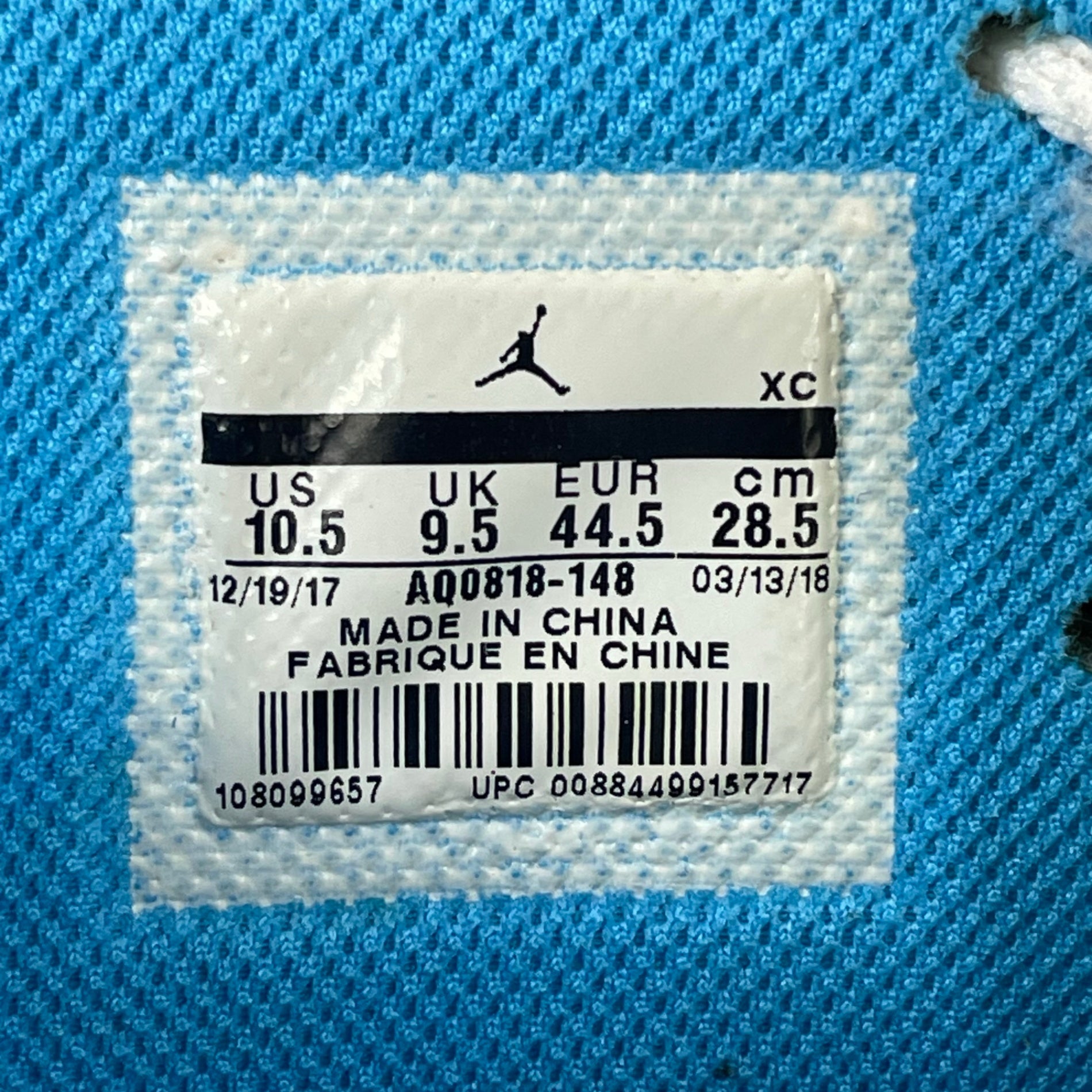 NIKE × OFF WHITE / Air Jordan 1 High UNC "White/Dark Powder Blue" 箱付 SIZE：28.5cm