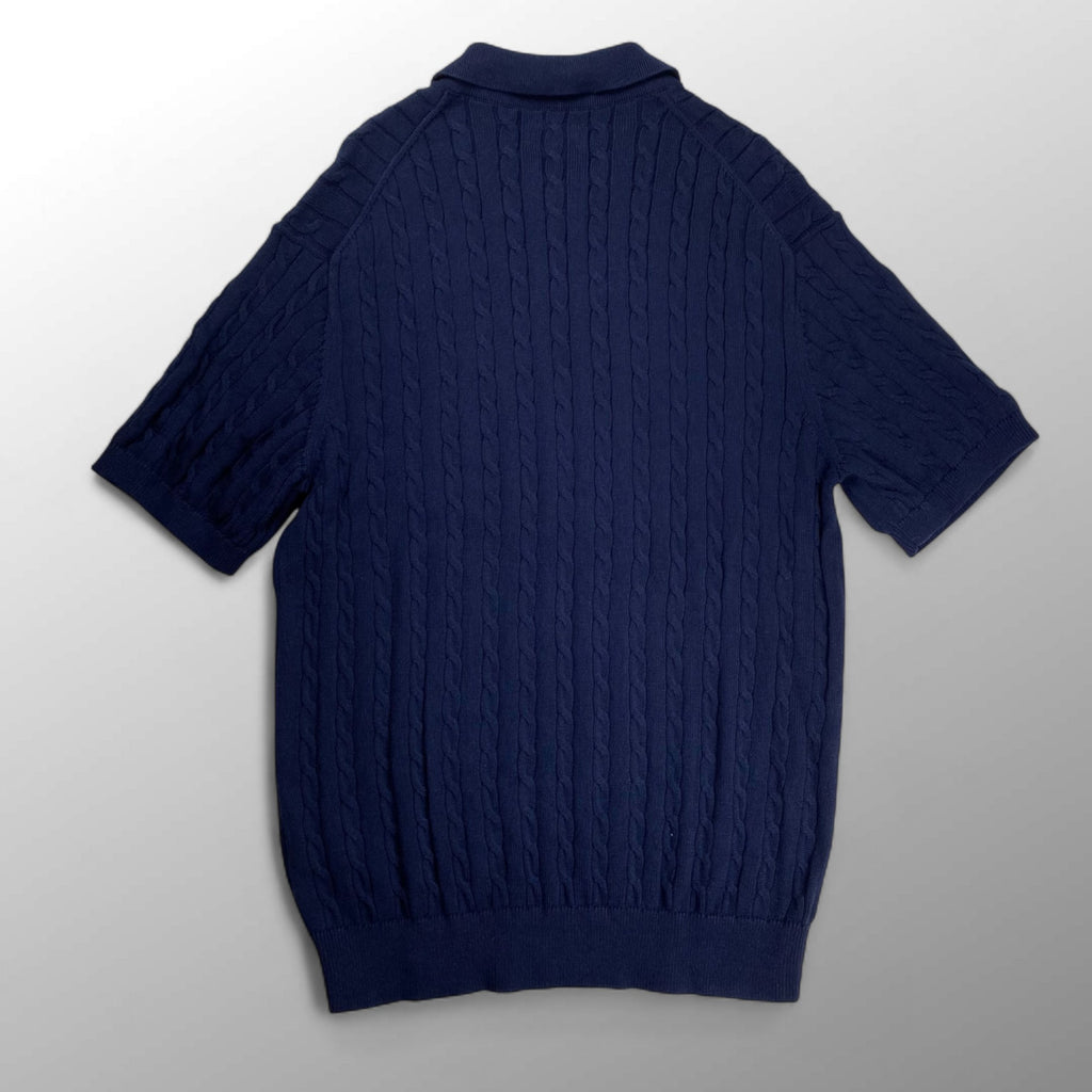 BEAMS PLUS ビームスプラス / Knit Polo Cable ニット ポロシャツ ネイビー 参考定価：15,000+tax SIZE：XL