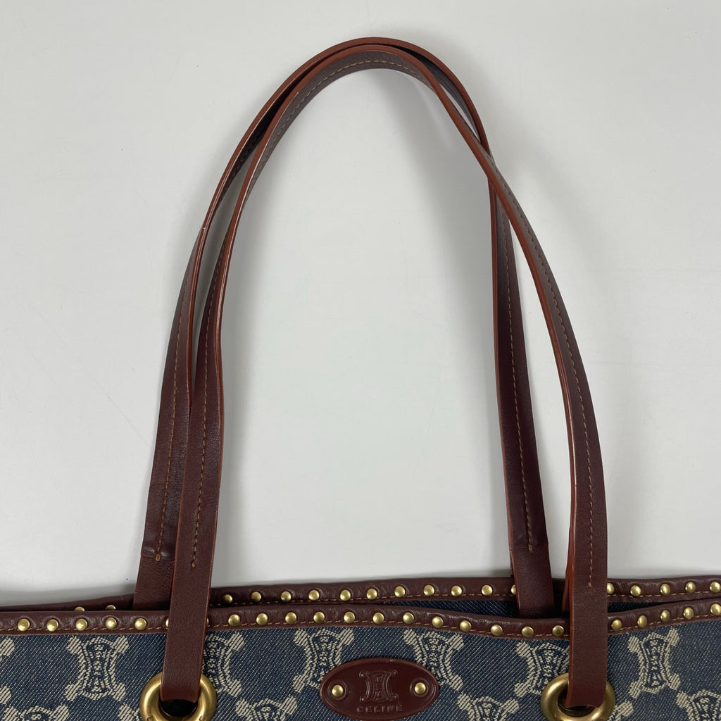 CELINE / スタッズデザイン デニムマカダムトートバッグ
