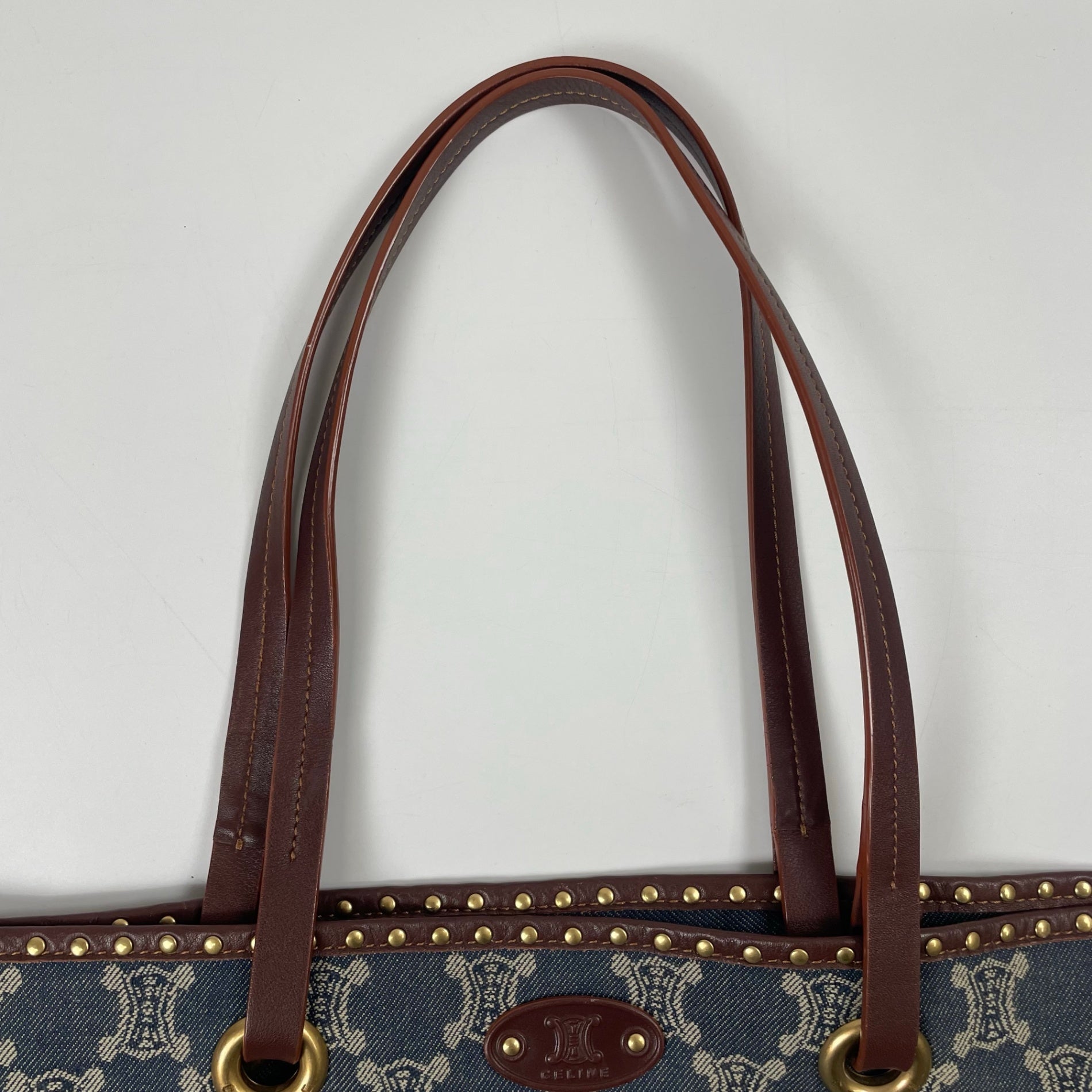 CELINE / スタッズデザイン デニムマカダムトートバッグ