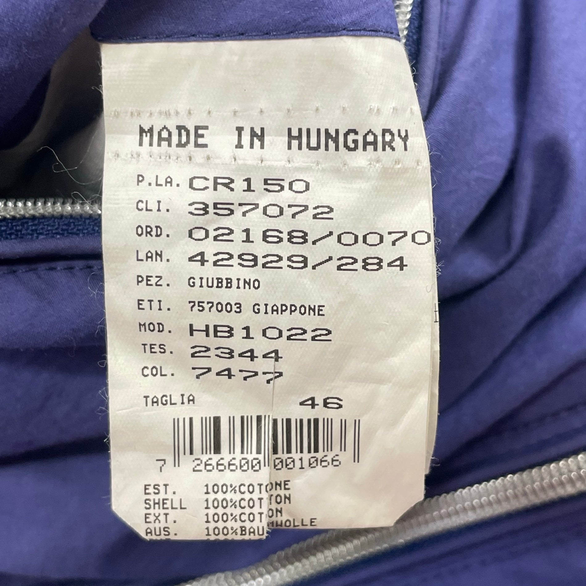 ARMANI COLLEZIONI アルマーニ コレツィオーニ / コットンフーディジャケット ブルー×ホワイト SIZE:46