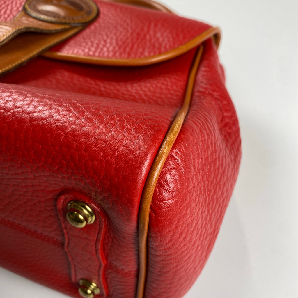 DOONEY＆BOURKE ドゥーニーアンドバーク / ワンハンドル ハンドバッグ シボ革 レザー レッド×ブラウン ユニセックス