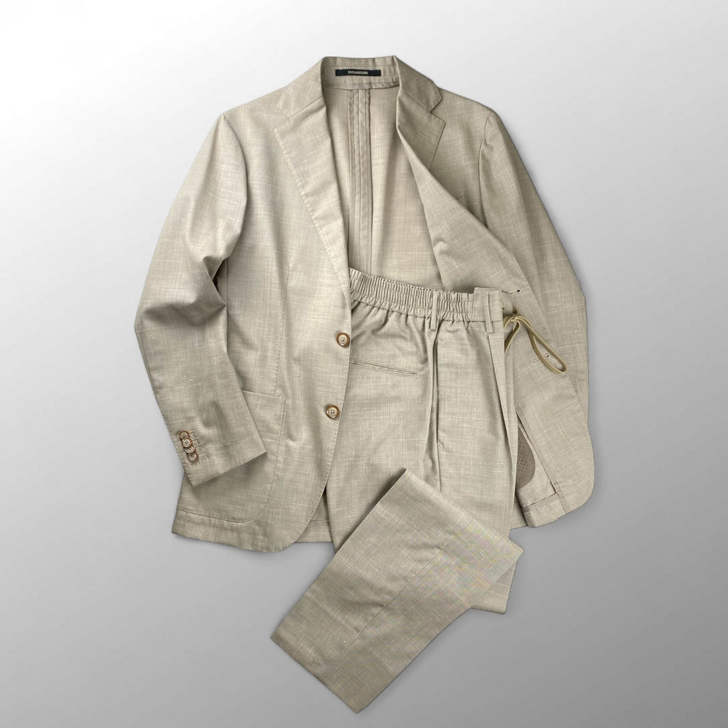 【美品】 TAGLIATORE タリアトーレ / dakar ダカール シルクMIX セットアップ スーツ ウール×シルク×リネン 参考定価：120,000+tax  SIZE:42（S程度）