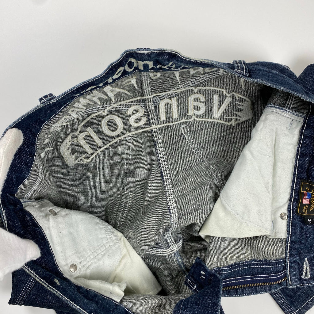 vanson × 「クローズ」武装戦線 / スカル刺繍デニムパンツ インディゴ THE FRONT OF ARMAMENT SIZE：W34