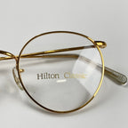 【70年代 デッドストック】 Hilton Classic ヒルトン クラシック / PANTO パント型 アイウェア 伊達メガネ デモレンズ入 K14 ロールドゴールド SIZE:49-20 111
