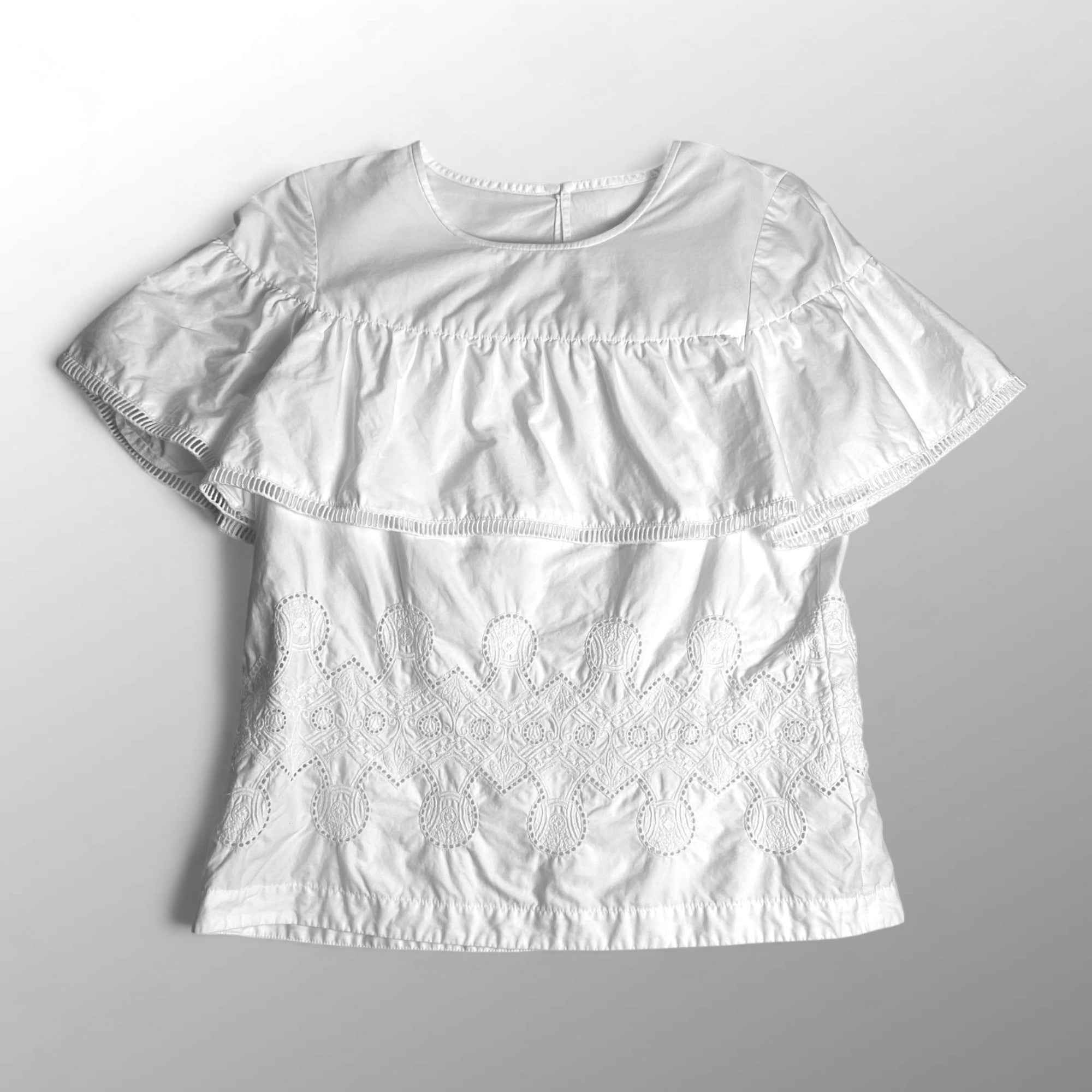 MACKINTOSH PHILOSOPHY / 半袖 エンブロイダリー カットワーク ブラウス ホワイト 参考定価：20,000程度 SIZE:36