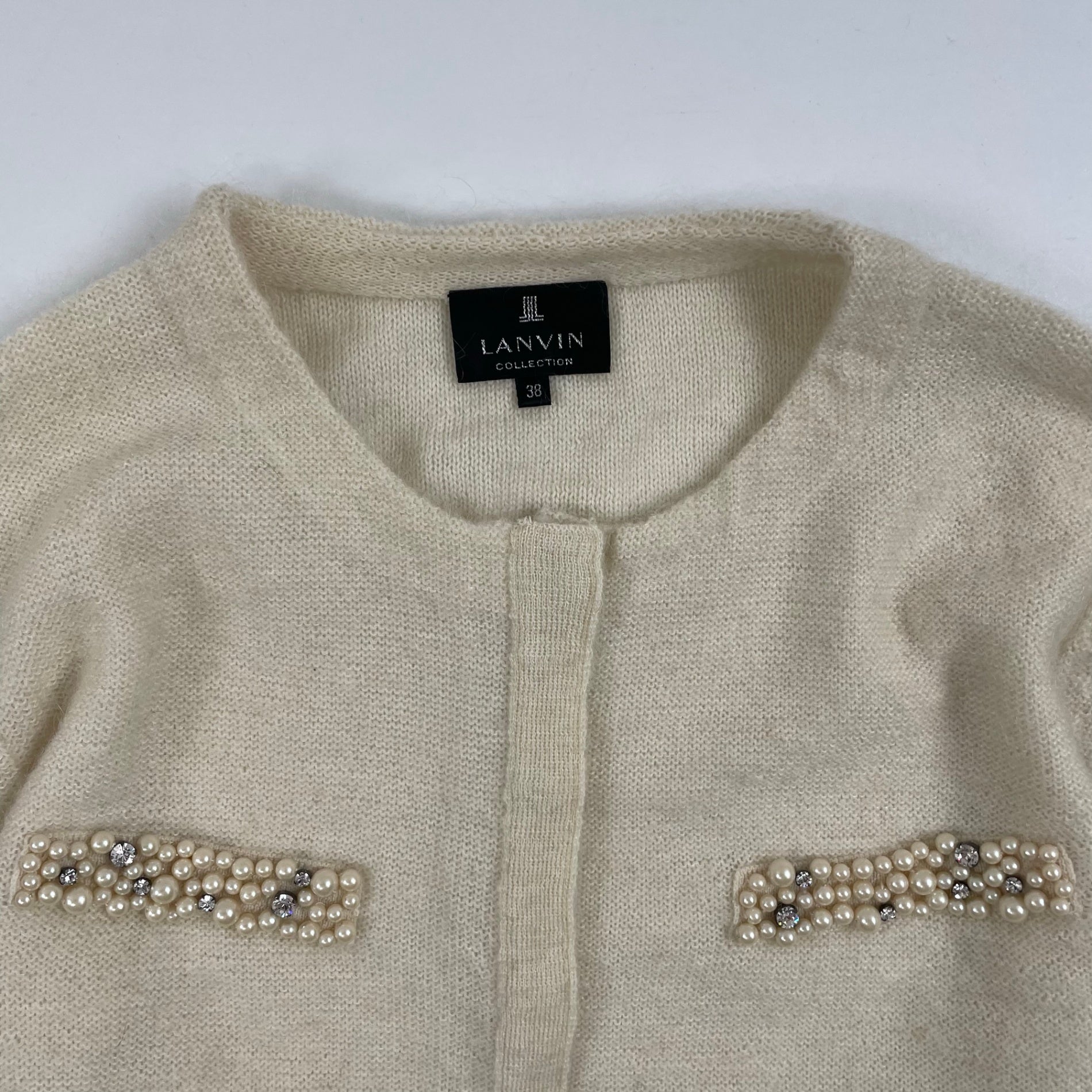 LANVIN COLLECTION / モヘヤMIXビジューカーディガン SIZE:38