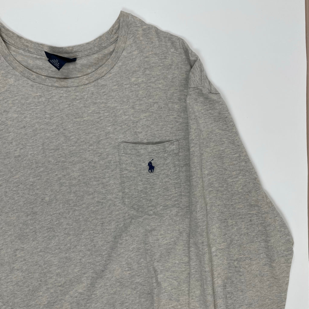Polo by Ralph Lauren ポロバイラルフローレン / ヴィンテージ ポニー刺繍長袖Tシャツ グレー SIZE:XL
