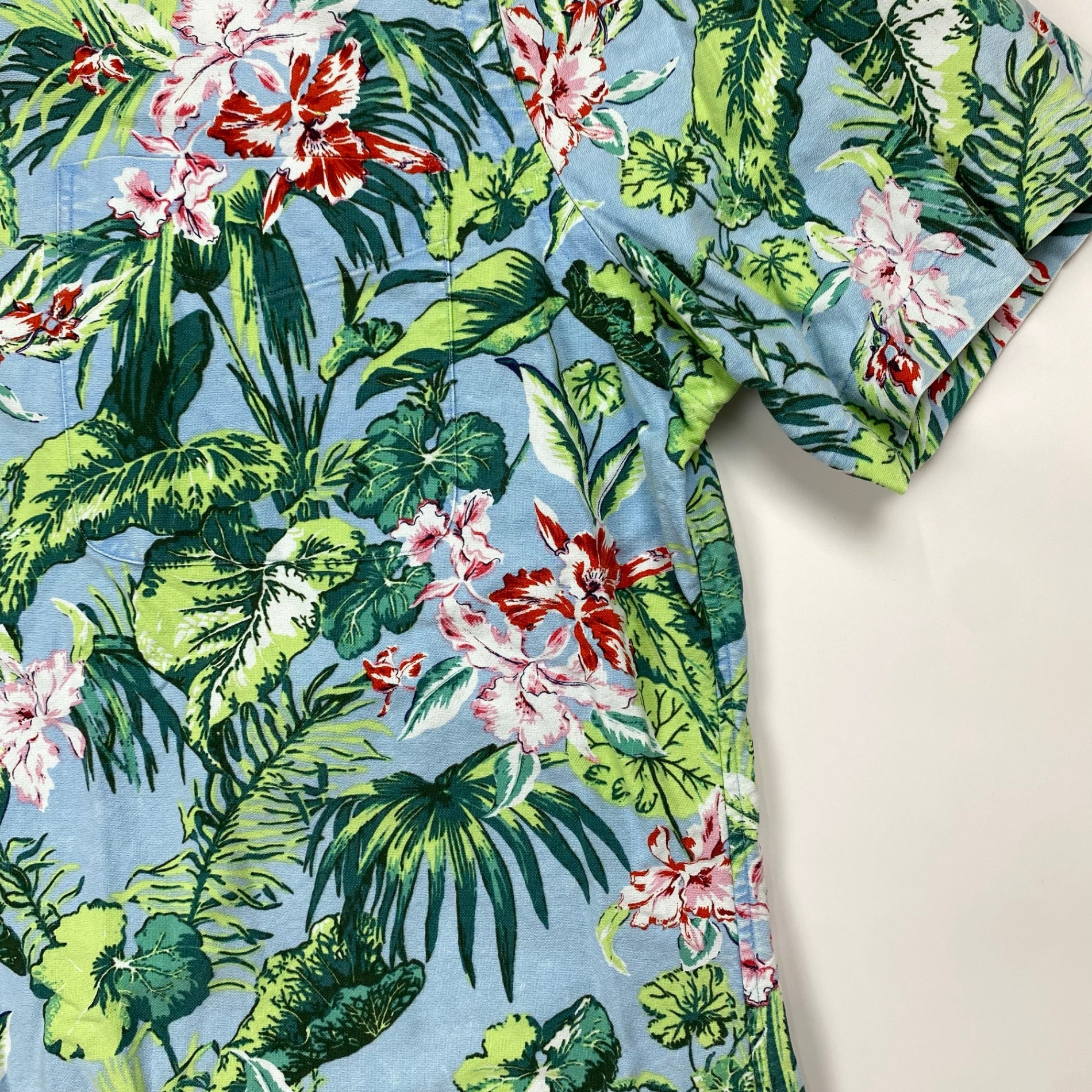 RALPH LAUREN ラルフローレン / ボタニカル アロハシャツ ボタンダウン コットン100％ SLIM FIT SIZE：XL