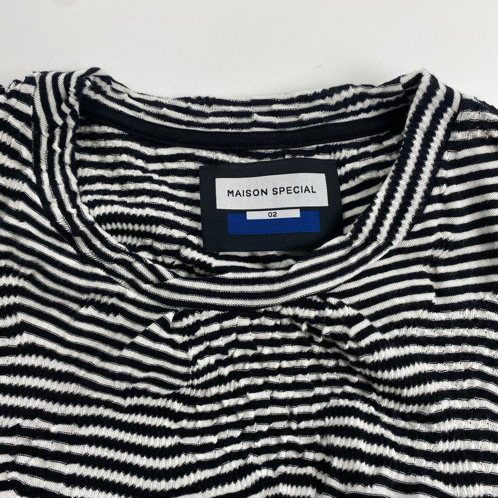MAISON SPECIAL メゾンスペシャル / Links Jacquard Border Oversized Crew Neck T-shirt ボーダー Tシャツ SIZE：2(L程度)
