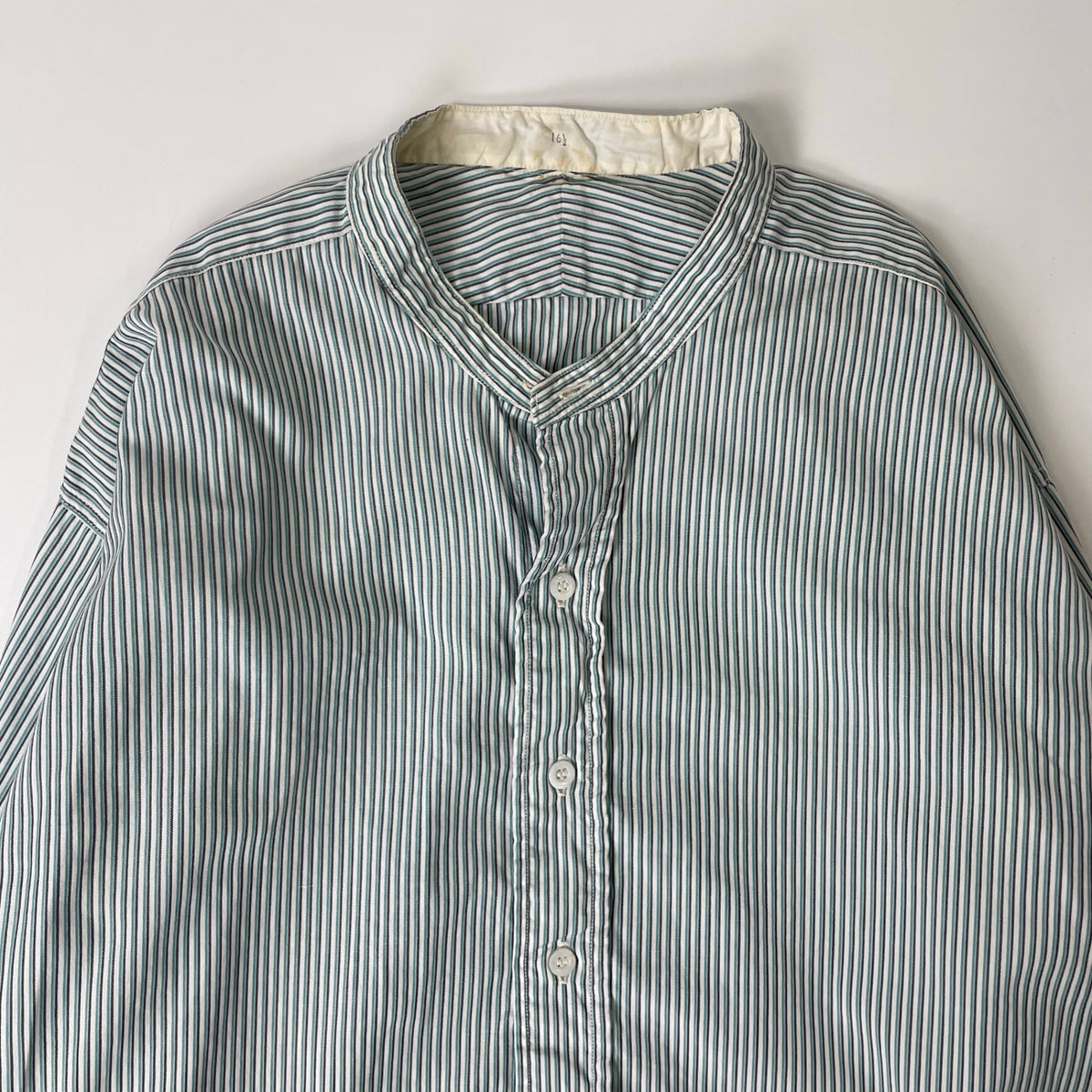 EURO VINTAGE / 40sフレンチドレスグランパシャツ マチ付 SIZE:16 1/2(L程度)