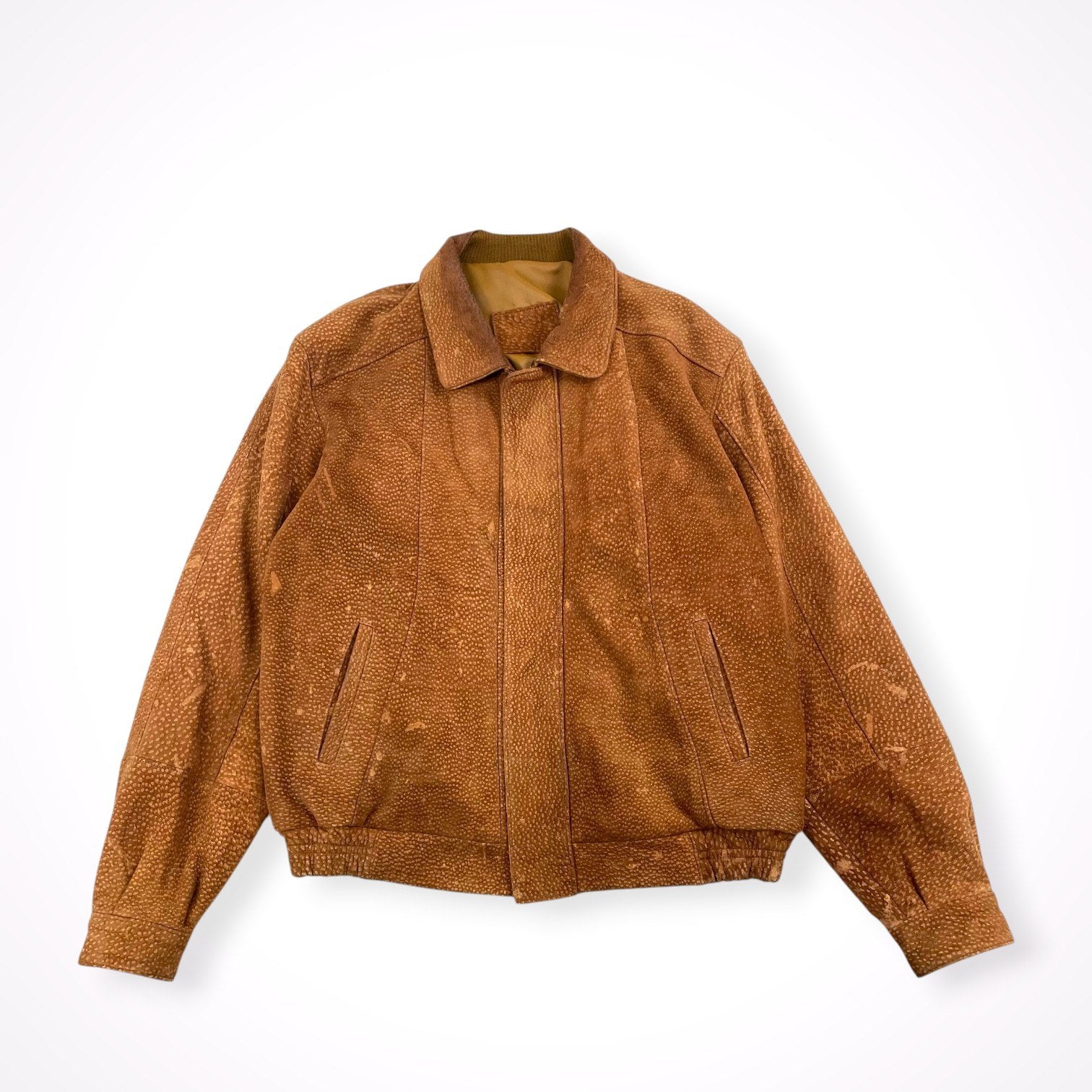 VINTAGE / うずら柄型押し レザージャケット SIZE:L程度