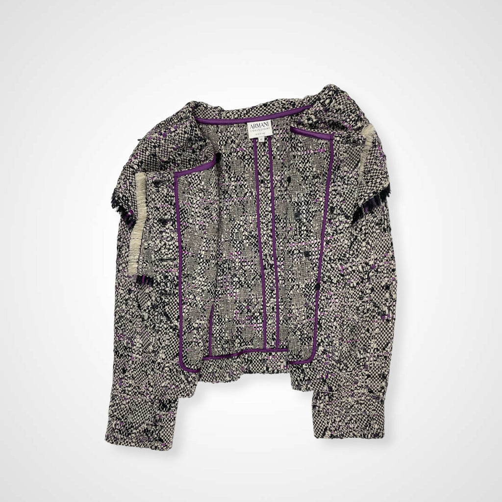 ARMANI COLLEZIONI アルマーニ コレッツォーニ / バージンウール ツイードビッグカラージャケット 参考定価：100,000程度 SIZE：40