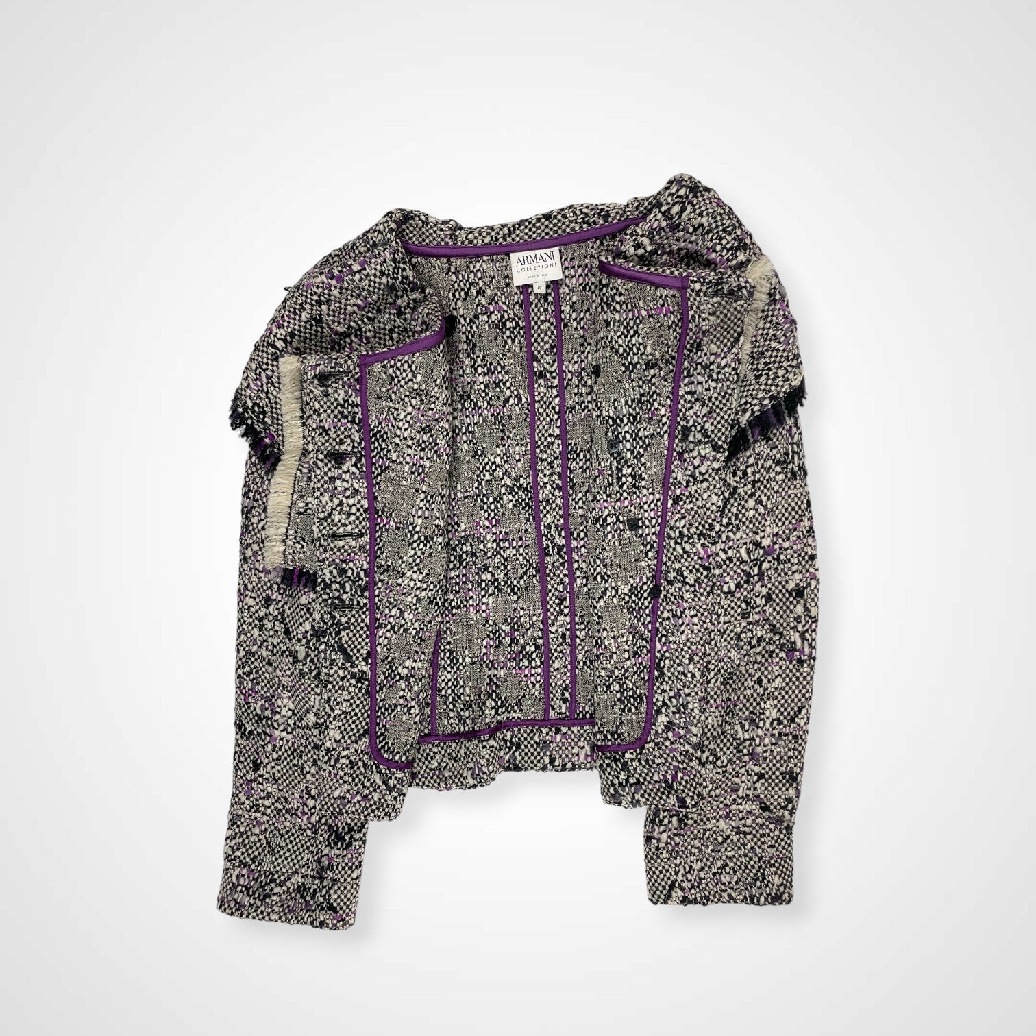 ARMANI COLLEZIONI アルマーニ コレッツォーニ / バージンウール ツイードビッグカラージャケット 参考定価：100,000程度 SIZE：40
