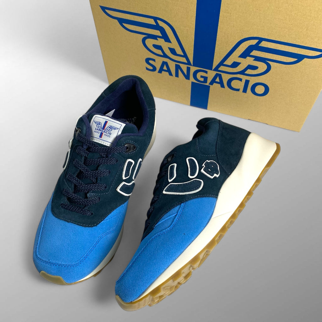 【未使用】 Sangacio サンガッチョ / BLUE × NAVY カウレザースニーカー 参考定価：24,000+tax SIZE:27cm
