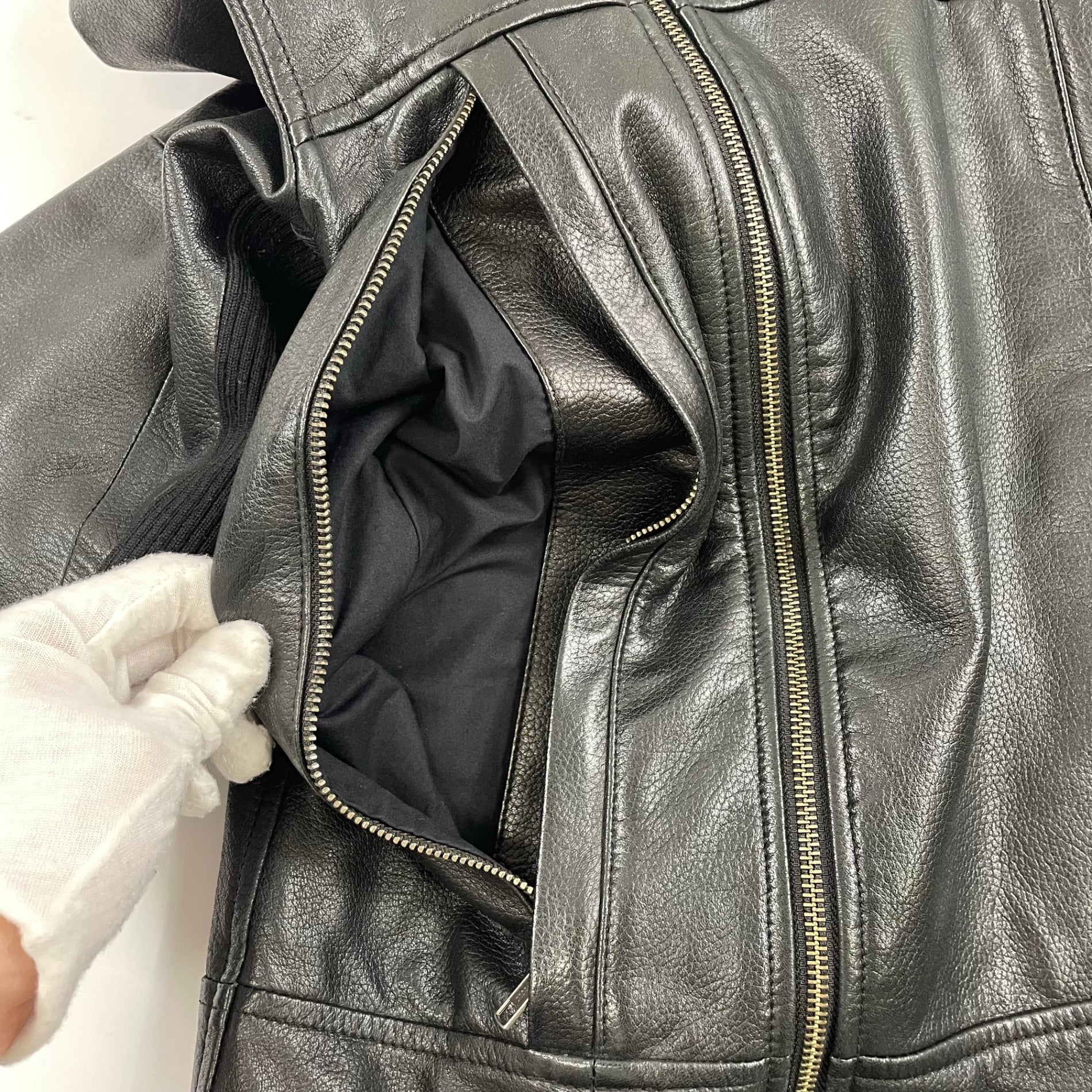 HELMUT LANG / アシンメトリーレザーフーディ 09年製 SIZE:S
