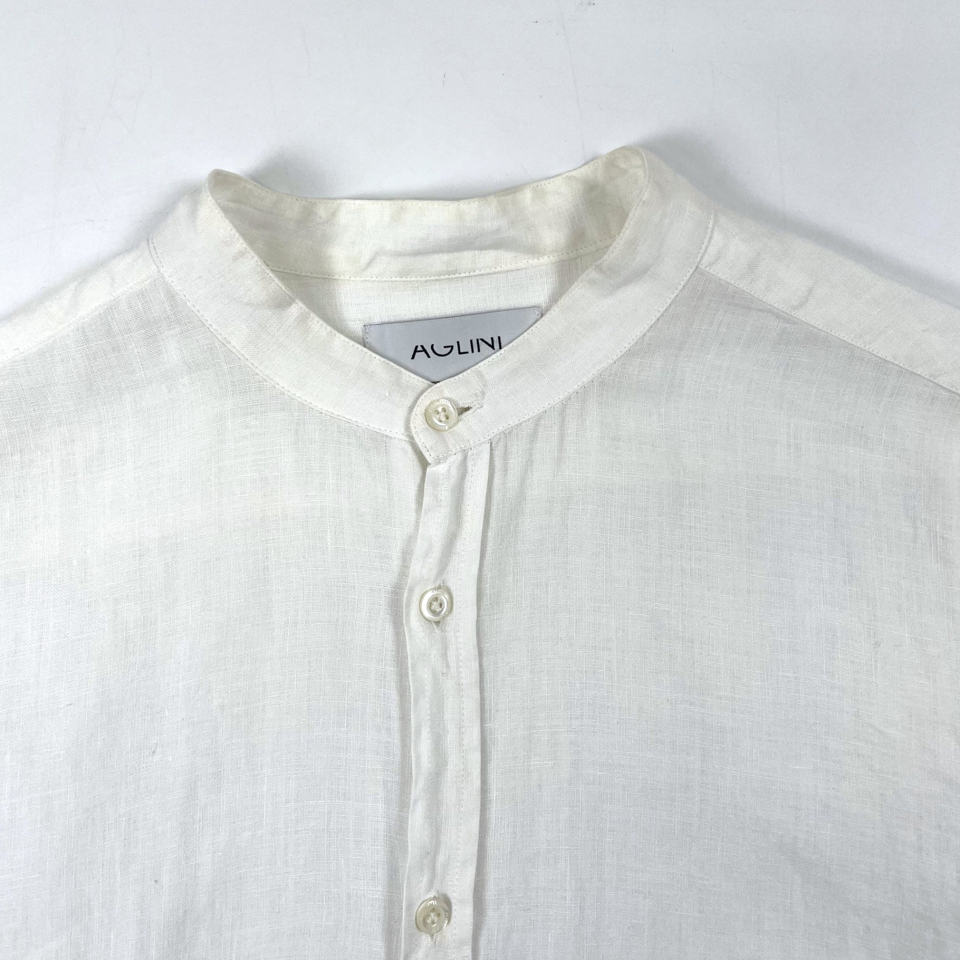 AGLINI / リネンシバンドカラーシャツ 参考定価：30,000程度 SIZE:40