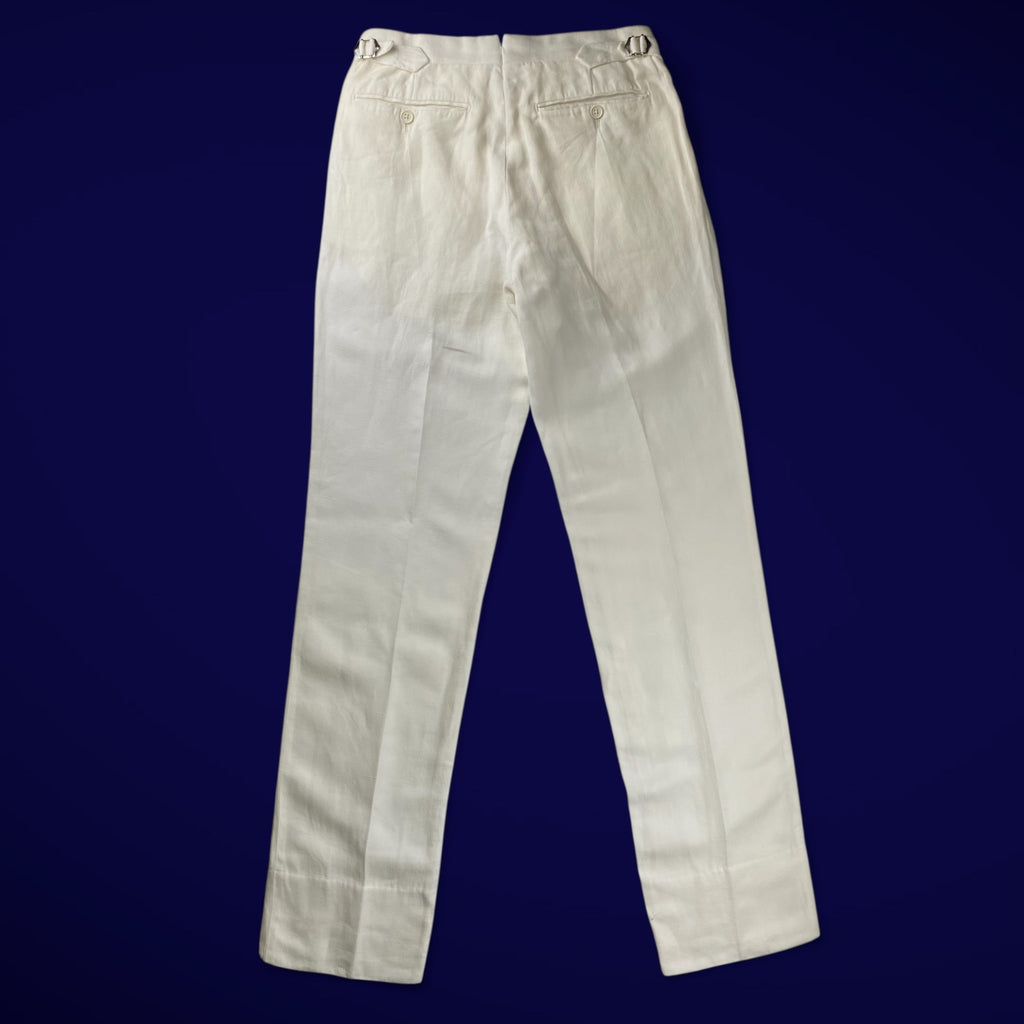 Ralph Lauren Purple Label ラルフローレン パープルレーベル / 2タック ヘリンボーン スラックス MADE IN ITALY コットン×リネン SIZE：W28