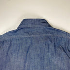 【極美品・タグ付】 KENNETH FIELD ケネスフィールド / CIGAR SHIRT シャンブレー トリプルステッチ チンストラップ マチ付 USA製 SIZE：L