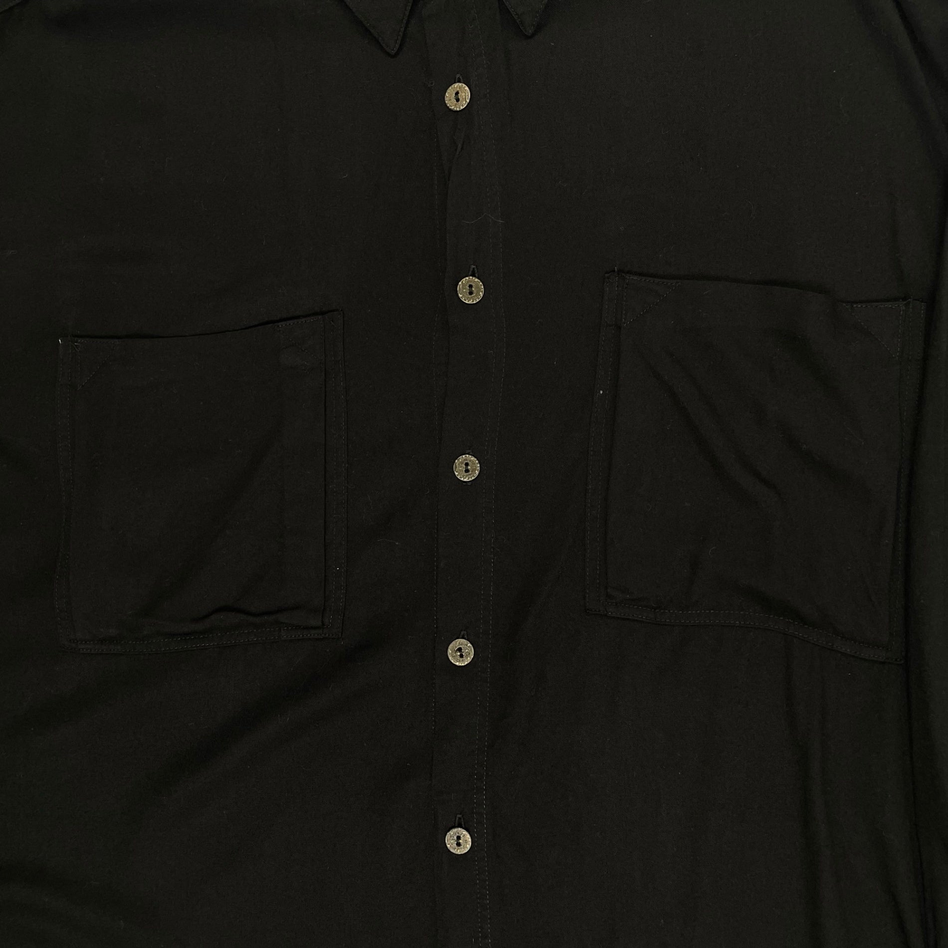 VINTAGE ヴィンテージ / レーヨンヴィンテージシャツ 彫金メタルボタン ブラック SIZE:XL