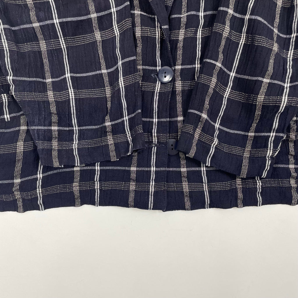 EURO VINTAGE / リンクルチェックジャケット ネイビー SIZE:S