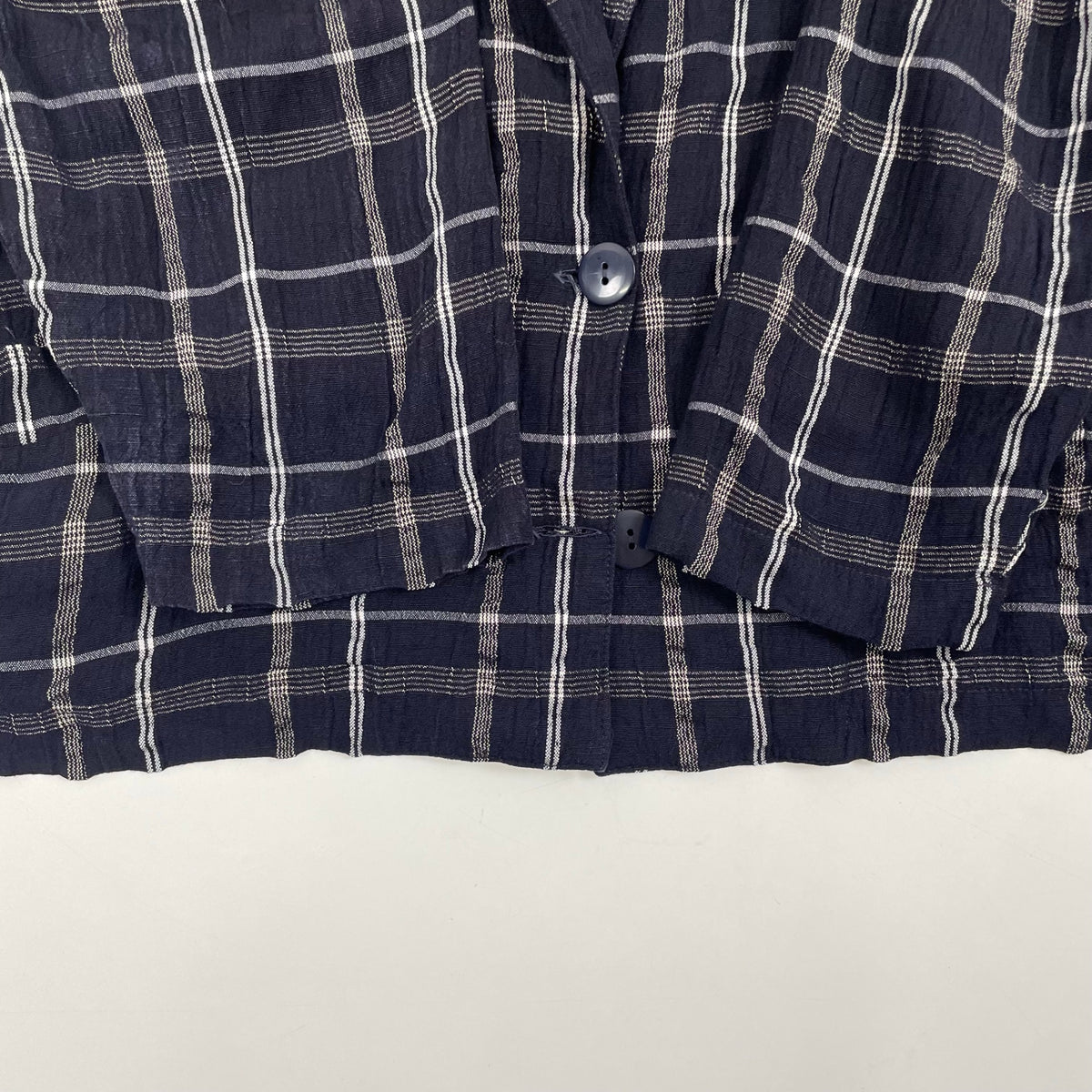 EURO VINTAGE / リンクルチェックジャケット ネイビー SIZE:S