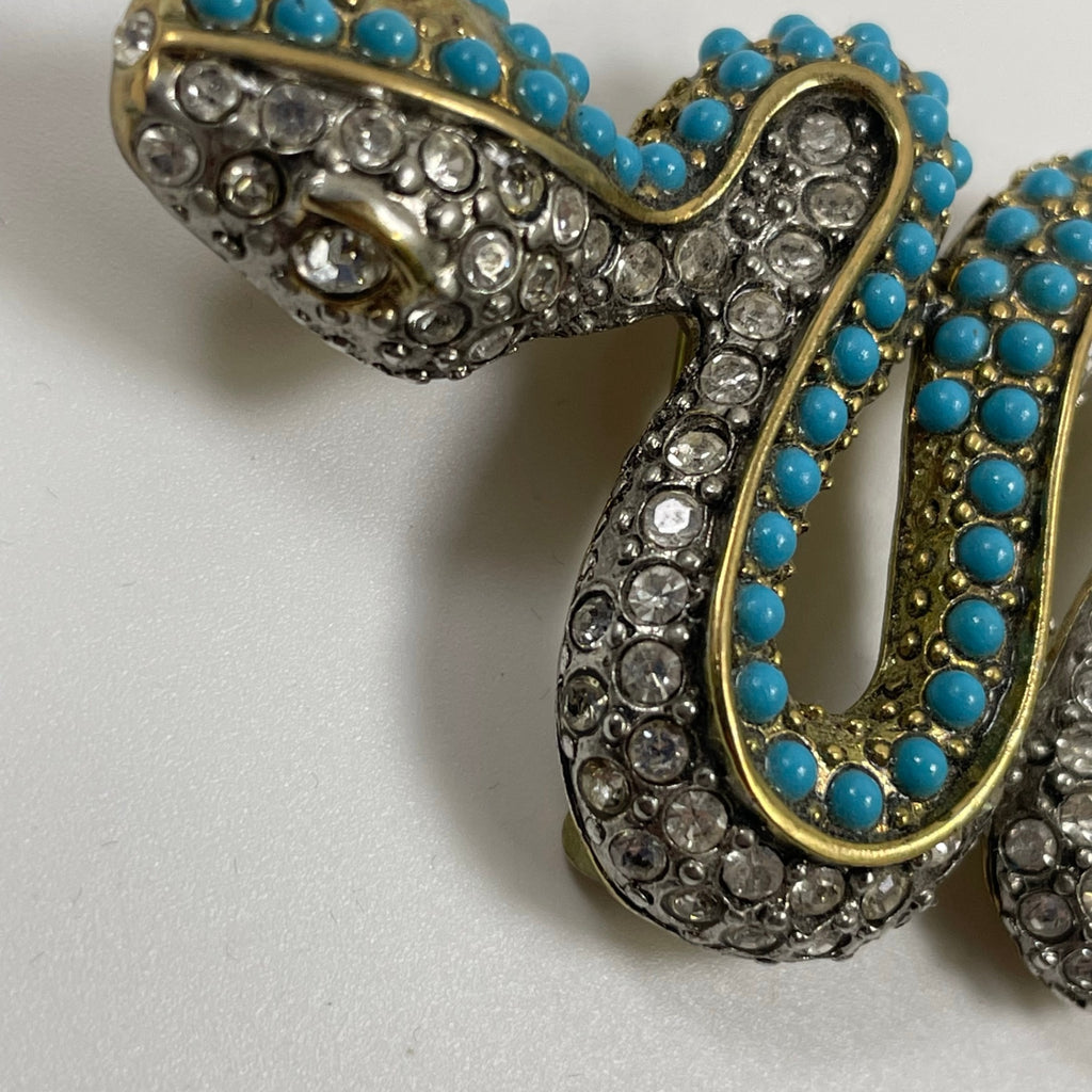 Kenneth  Jay  Lane ケネス・ジェイ・レーン / ターコイズ×ダイヤ スネークブローチ