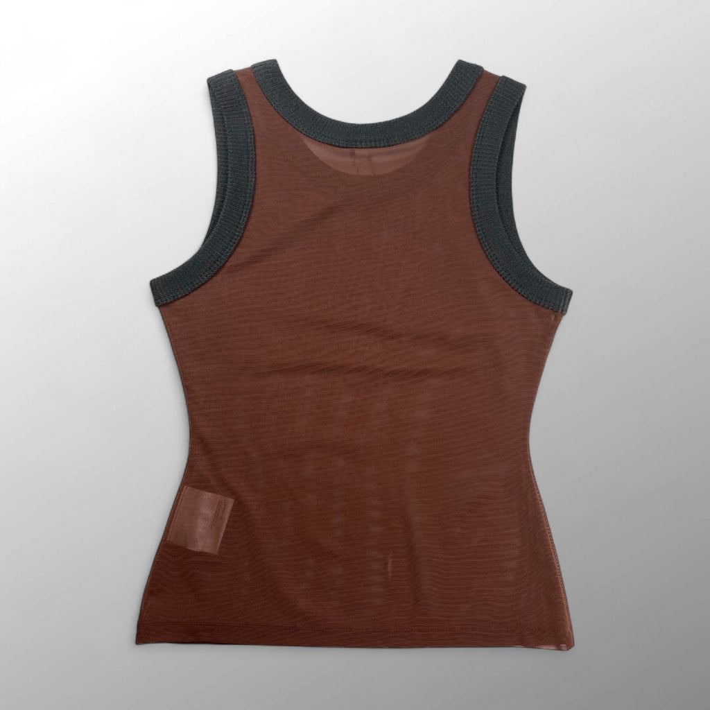 未使用  Vaquera ヴァケラ ユニセックス / ラインストーン「LOVE」ノースリーブ ブラウン 参考定価：183＄(27,000程度) SIZE:M