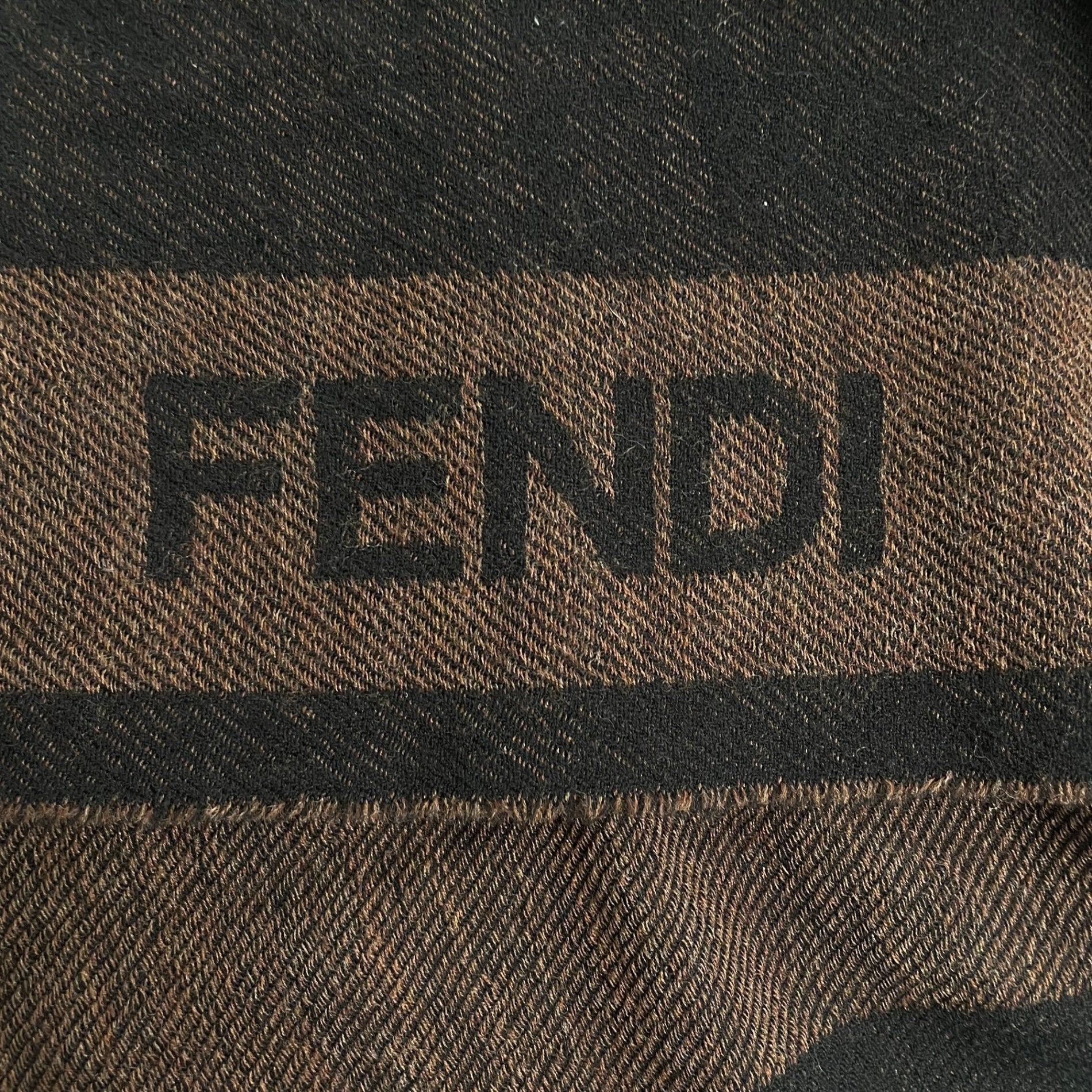 FENDI フェンディ / ロゴジャガードマフラー ブラウン×ブラック MADE IN ITALY