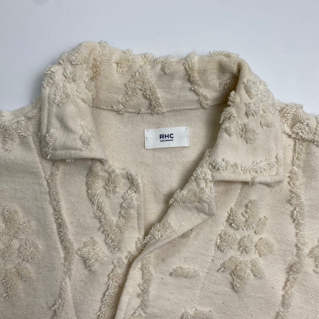 RHC ron herman classics ロンハーマンクラシック / フラワー ジャガードシャツ オープンカラー ホワイト SIZE:XS