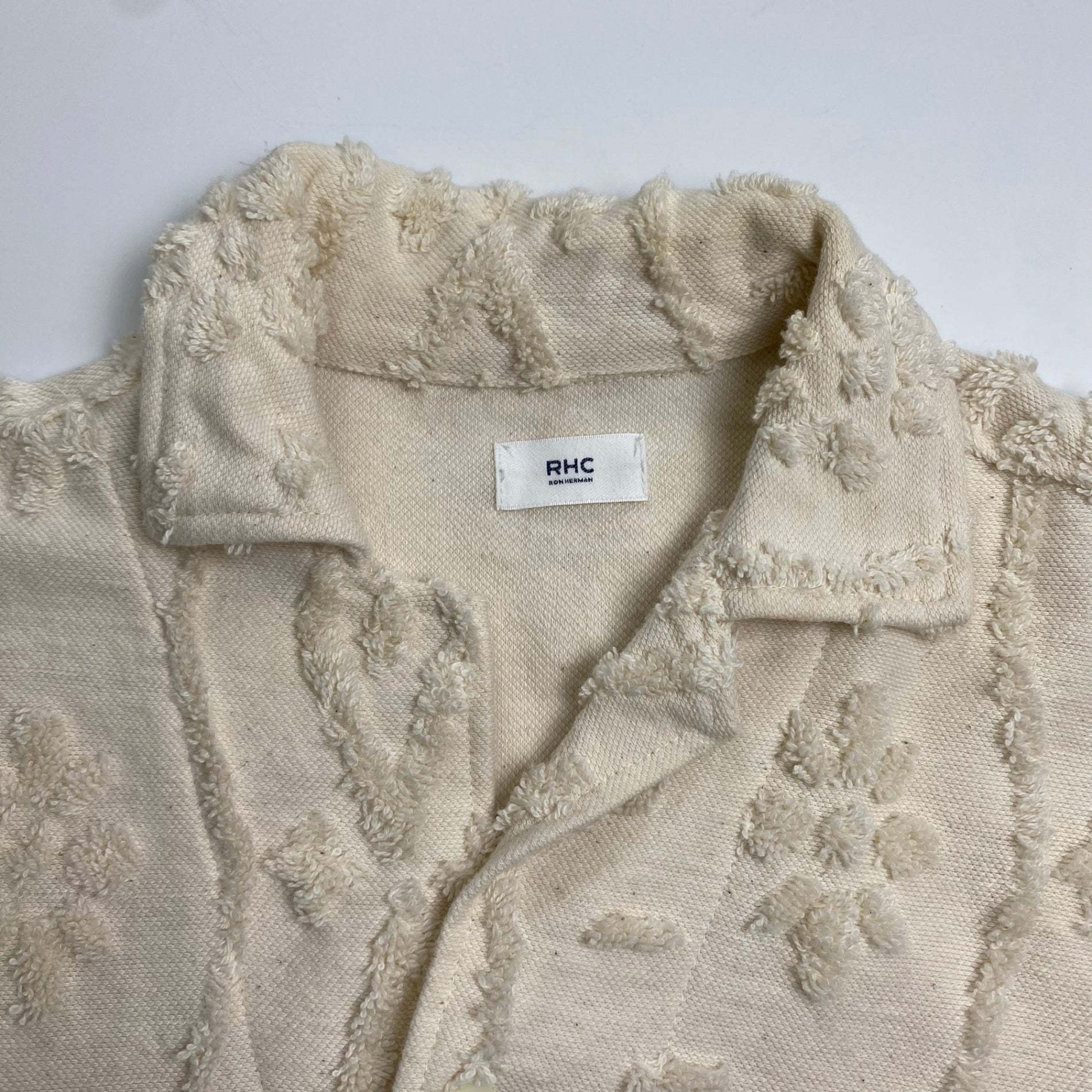 RHC ron herman classics ロンハーマンクラシック / フラワー ジャガードシャツ オープンカラー ホワイト SIZE:XS