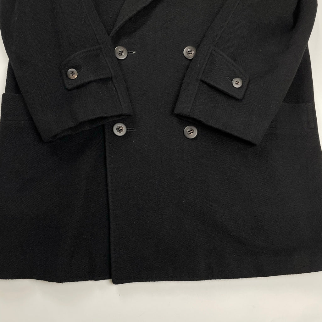 jun ashida ジュン アシダ / VINTAGE ウール×アンゴラ ダブルブレストワイドコート ブラック 参考定価：150,000程度 SIZE：L