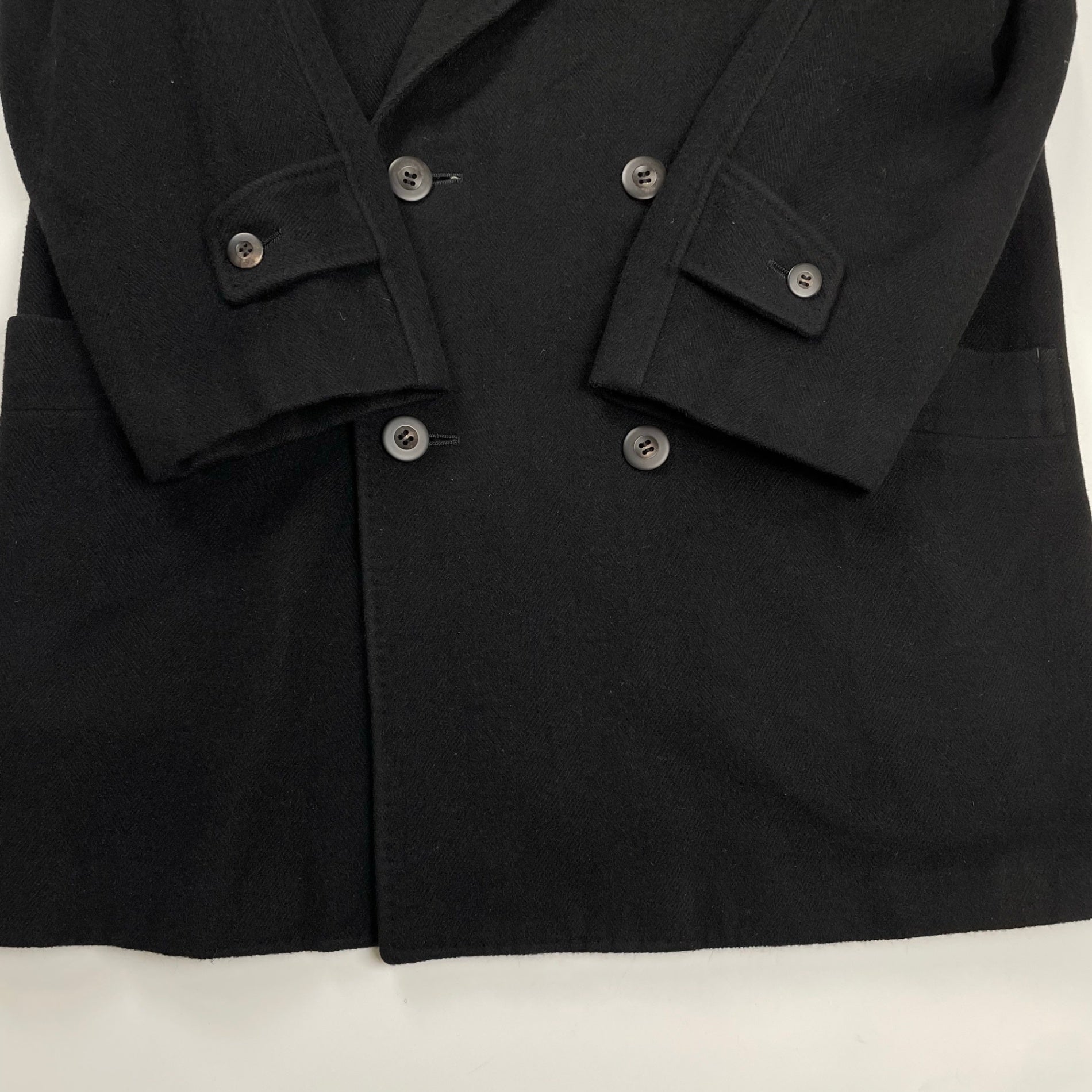 jun ashida ジュン アシダ / VINTAGE ウール×アンゴラ ダブルブレストワイドコート ブラック 参考定価：150,000程度 SIZE：L