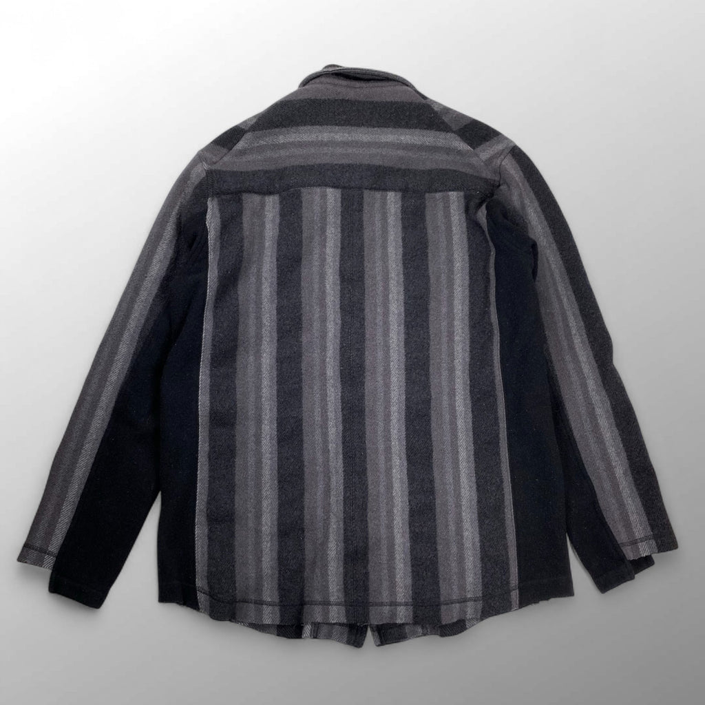 03AW Undercoverism アンダーカバイズム / アーカイブ paper doll期 再構築ブランケットシャツ グレー×ブラック SIZE：L