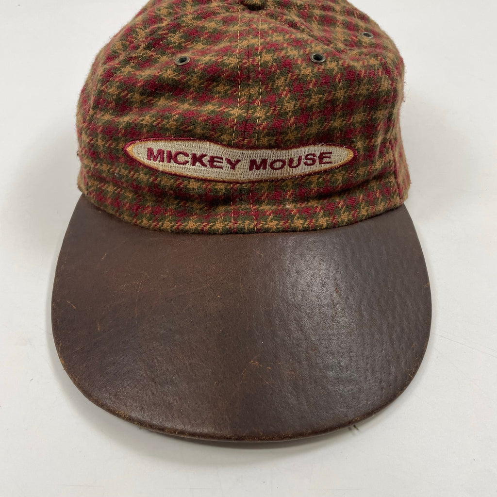 VINTAGE DISNEY / 90s ミッキーマウス ツイード×レザー ヴィンテージキャップ