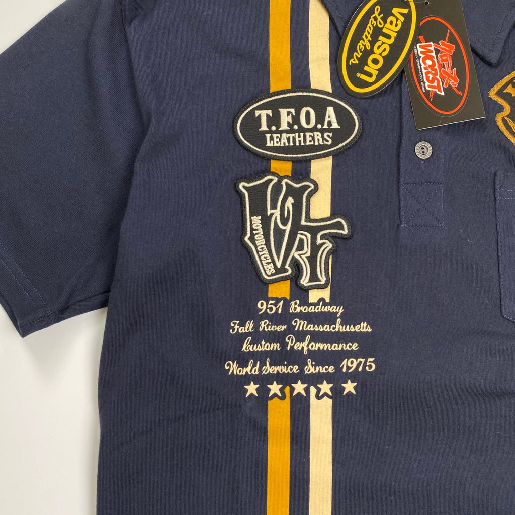 vanson × 「クローズ」 武装戦線 バンソン / 「別動隊」 刺繍 デスラビット ポロシャツ 未使用 SIZE:L