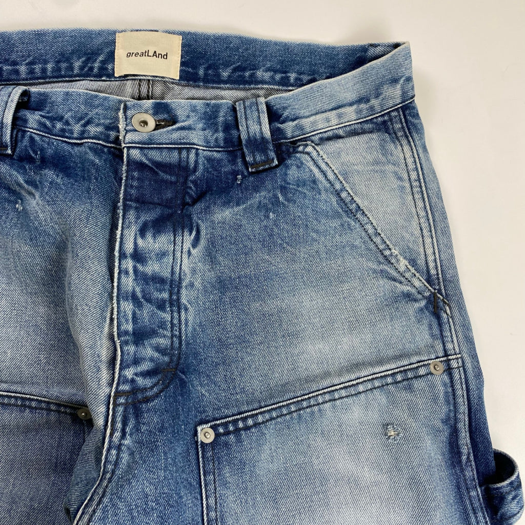 greatLAnd ORIGINAL / BAD BOY DOUBLE FRONT DENIM ダメージ デニムパンツ SIZE:L
