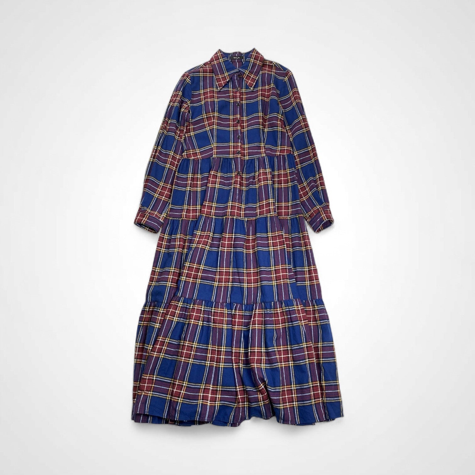 MILK ミルク / チェック 背面編み上げ フランネル シャツワンピース 参考定価：30,000程度 SIZE：FREE