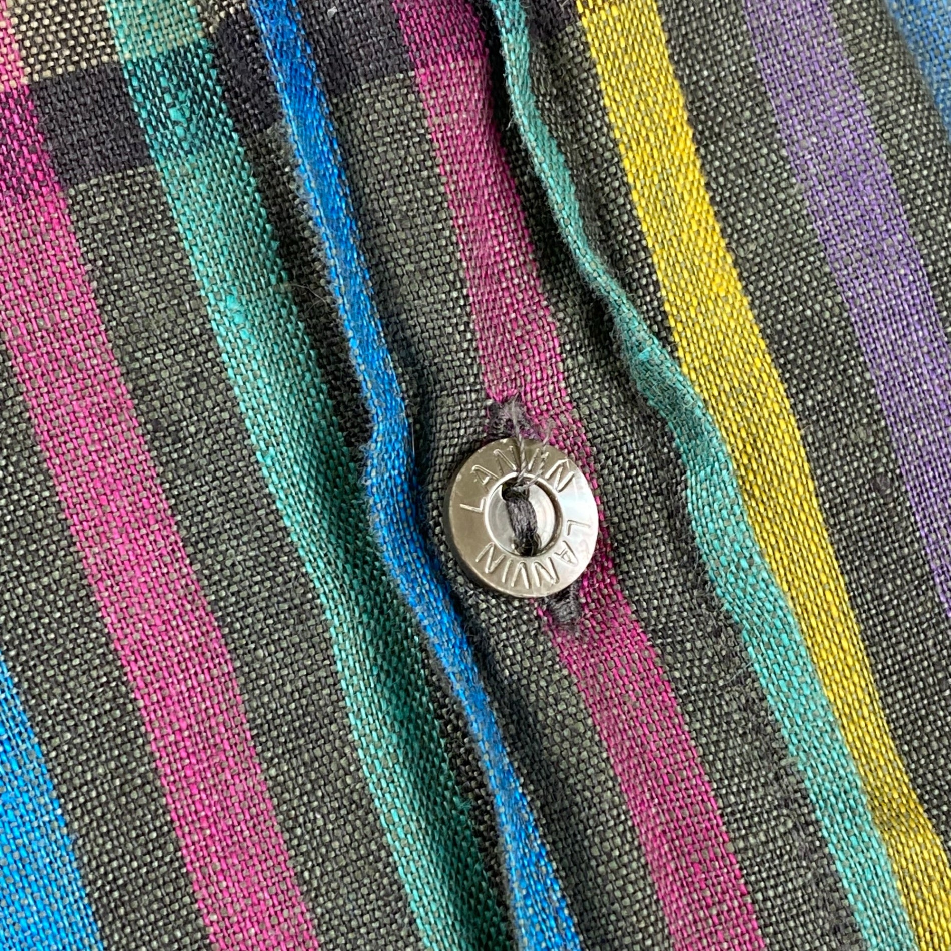 VINTAGE LANVIN PARIS ランバン パリ / リネン100％ チェック柄 ヴィンテージ シャツ MADE IN ITALY SIZE：L