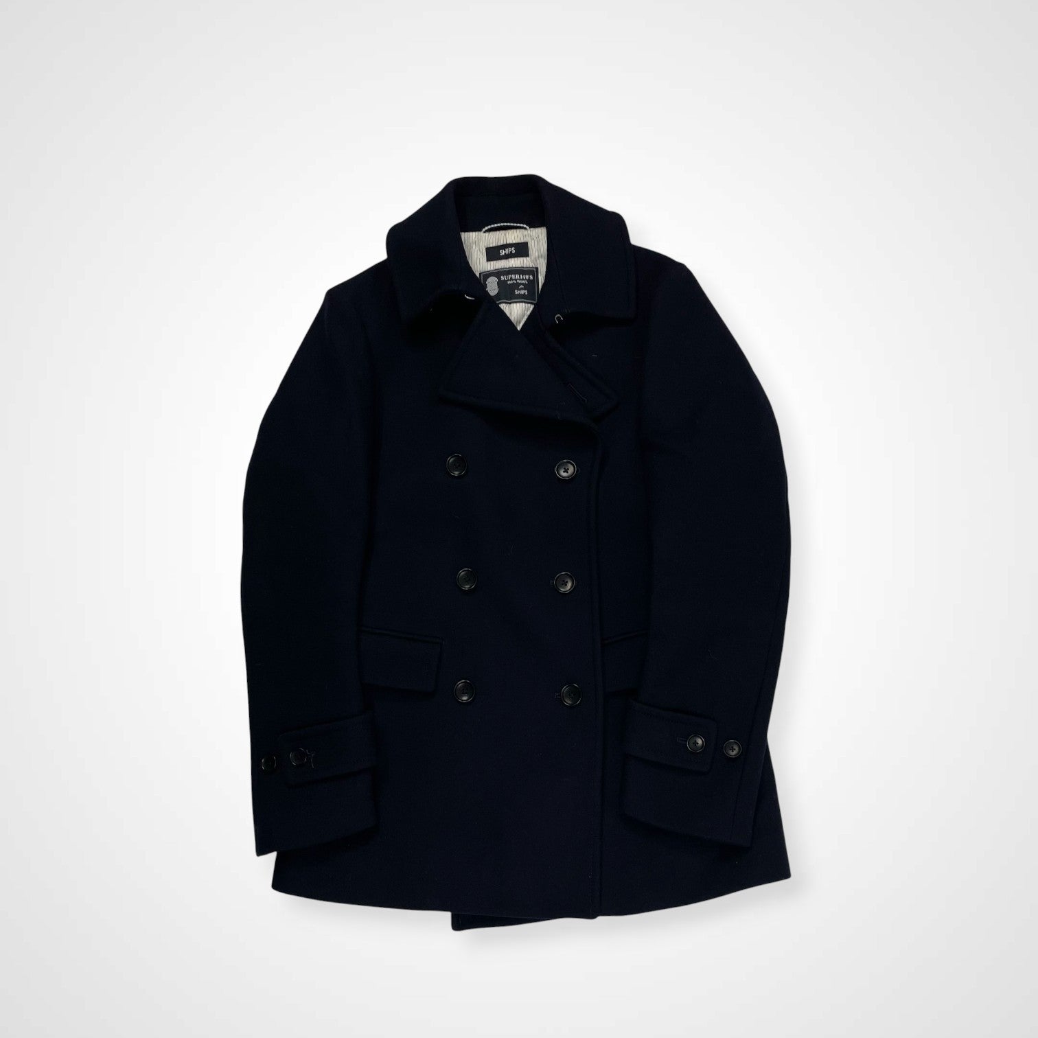 SHIPS シップス / SUPER140's Pコート ネイビー 参考定価：40,000程度 SIZE:S